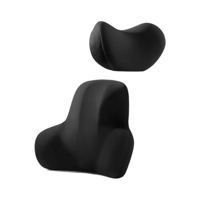 Adjustable Vehicle Headrest Lumbar Pillow Breathable Memory Foam Cushion Lumbar Support Cushion for Drivers Passenger