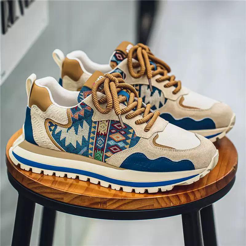 

Men s shoes trendy shoes Douyin same spring and summer men s shoes trendy fashion printing embroidery sports and leisure shoes comfortable platform s 39
