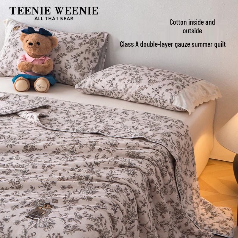 Двухслойное хлопковое летнее одеяло Teenie Weenie Bear 150*200cm Single