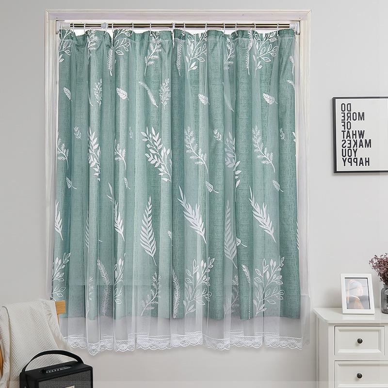 No Punching Ring Type Punching Blackout Curtains Dormitory Bedroom Bay Window Kitchen Opaque Gauze Curtain Finished Product