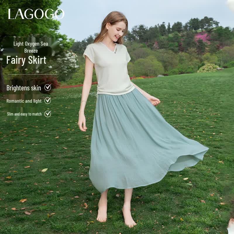 LAGOGO Elegant Resort Style Long Skirt XL