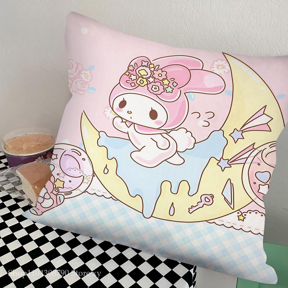 Cartoon My Melody Pillow Case Fashion Square Pillowcase Bedroom Sofa Room Ins Decoration Leisure Cushion Cover 40x40
