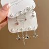 6PCS Y2K Punk Crystal Star Moon Pendant Earring Set For Women Girl Men Gothic Vintage Aesthetic Grunge Jewelry Ear Accessories