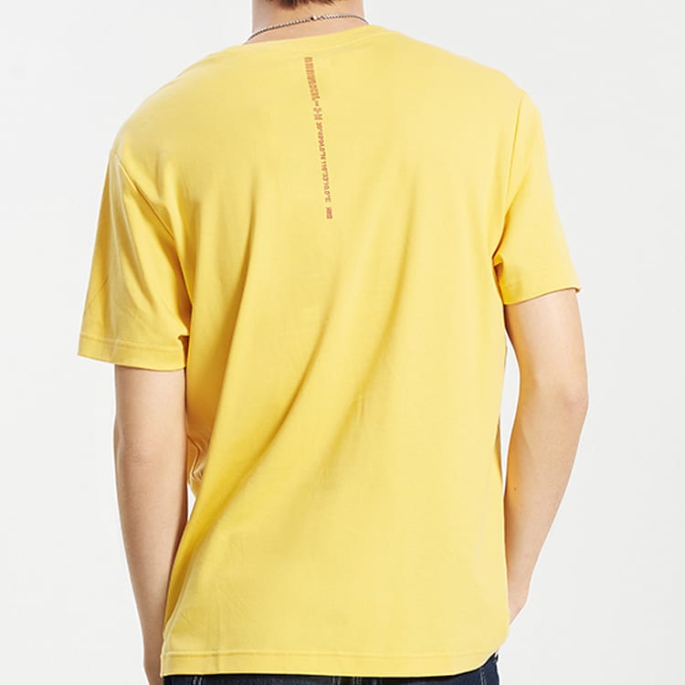 Li Ning T Shirts Men's Milk Candies Yellow Crew Neck Moderate Straight Fit AHSQ237-1
