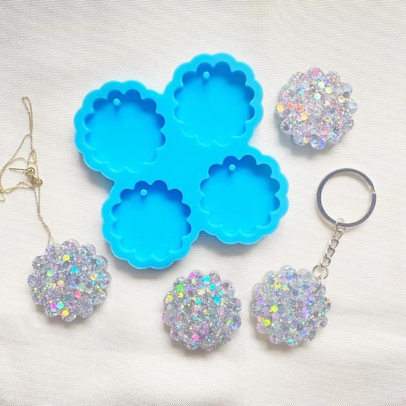 Flower Shaped Silicone Resin Mold 4 Cavity Door Hand Palms Shape Jewelry Pendant Epoxy Mold Necklace Decors Gift