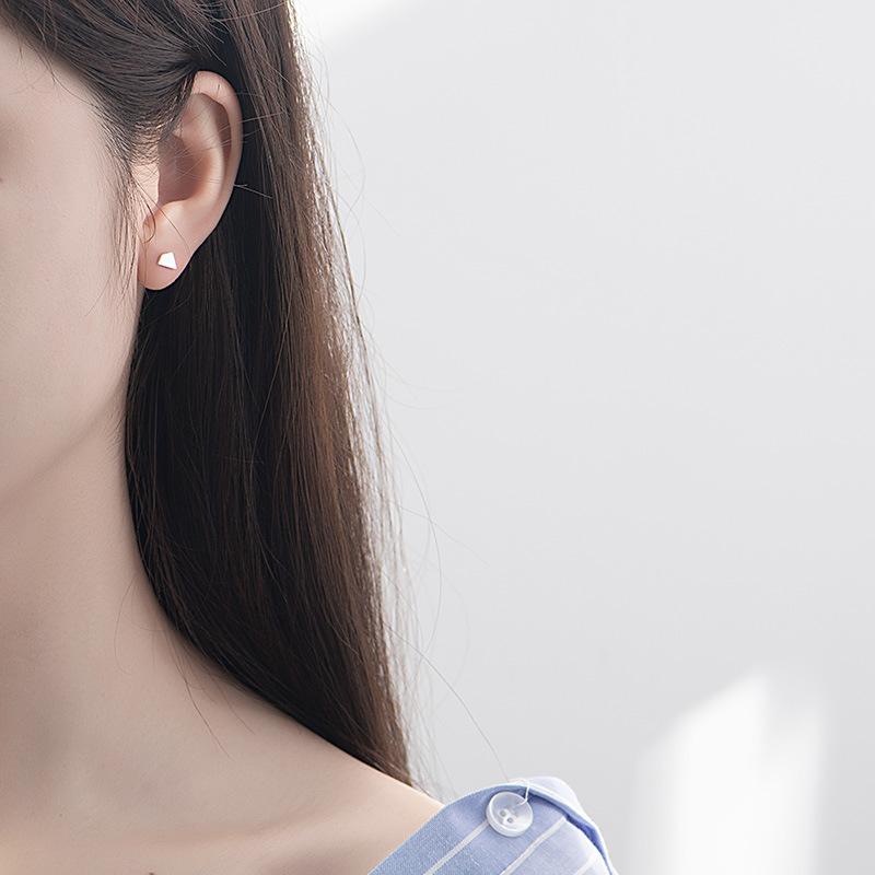 Polygonal Stud Earrings Female Personality Irregular Geometric Shape Asymmetrical Brushed Student Korean Version Niche Design Earrings