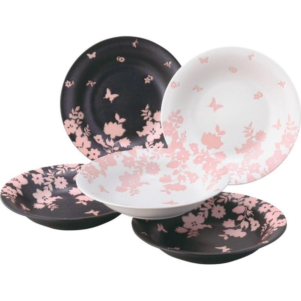 

Yamaka Shoten Medium Plate x 4cm Hanae Mori Silhouette Garden Pasta Curry Set of 5 - 21