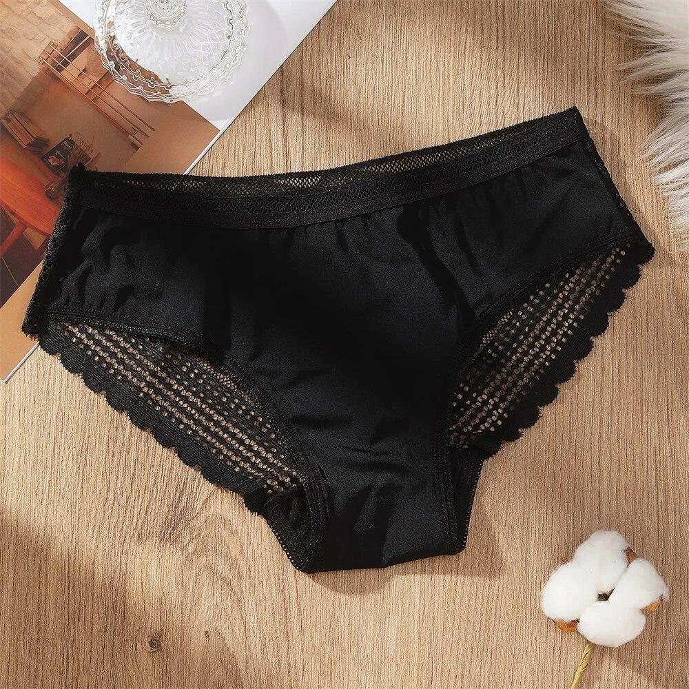 Women's Sexy Lace Panties Underwear Solid Low Waist Lingerie Underwear Female Lace Hollow Transparent Briefs Underspans