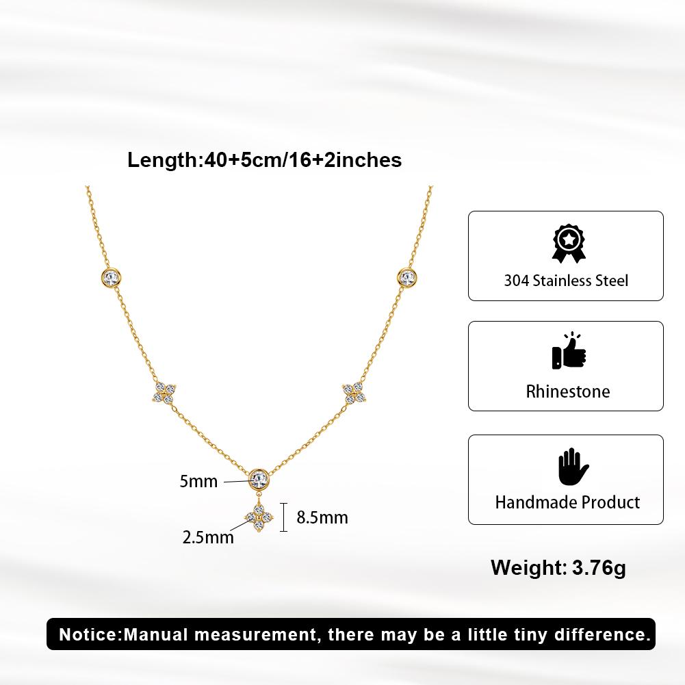 STKN47 Waterproof Four-leaf Clover Pendant Gold-plated Necklace Dainty 304 Stainless Steel Jewelry for Women