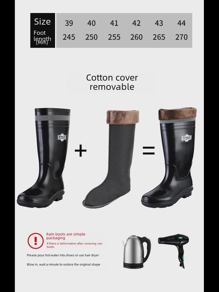 2025 Men's Waterproof Non-Slip High-Top Mining Boots with Thick Soles and Reflective Strips for Coal Mine Protection
