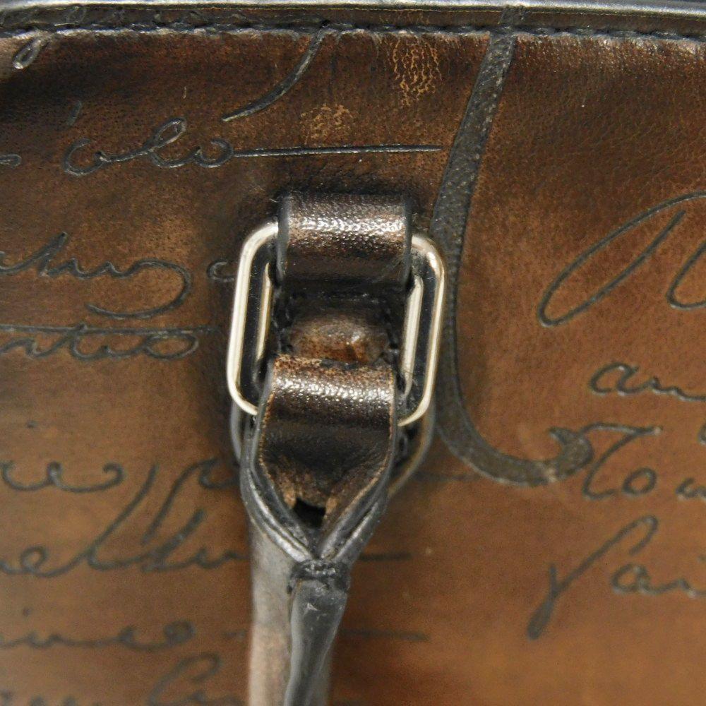 Used Anjou Nano Scritto Leather Pouch 11828 7922 Mini Body Bag/Waist Bag Calligraphy Cacao Men's from Japan AUTHENTIC