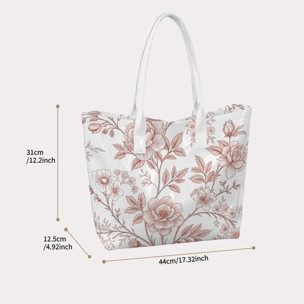 Elegant Floral Print Tote Bag Large Capacity Casual Shoulder Handbag for Daily Use