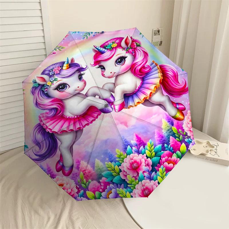 

1PC Unicorn Umbrella-8-Rib Reinforced, Automatic Open, Lightweight & Durable, Fashion Accessory for Outdoor, H0394