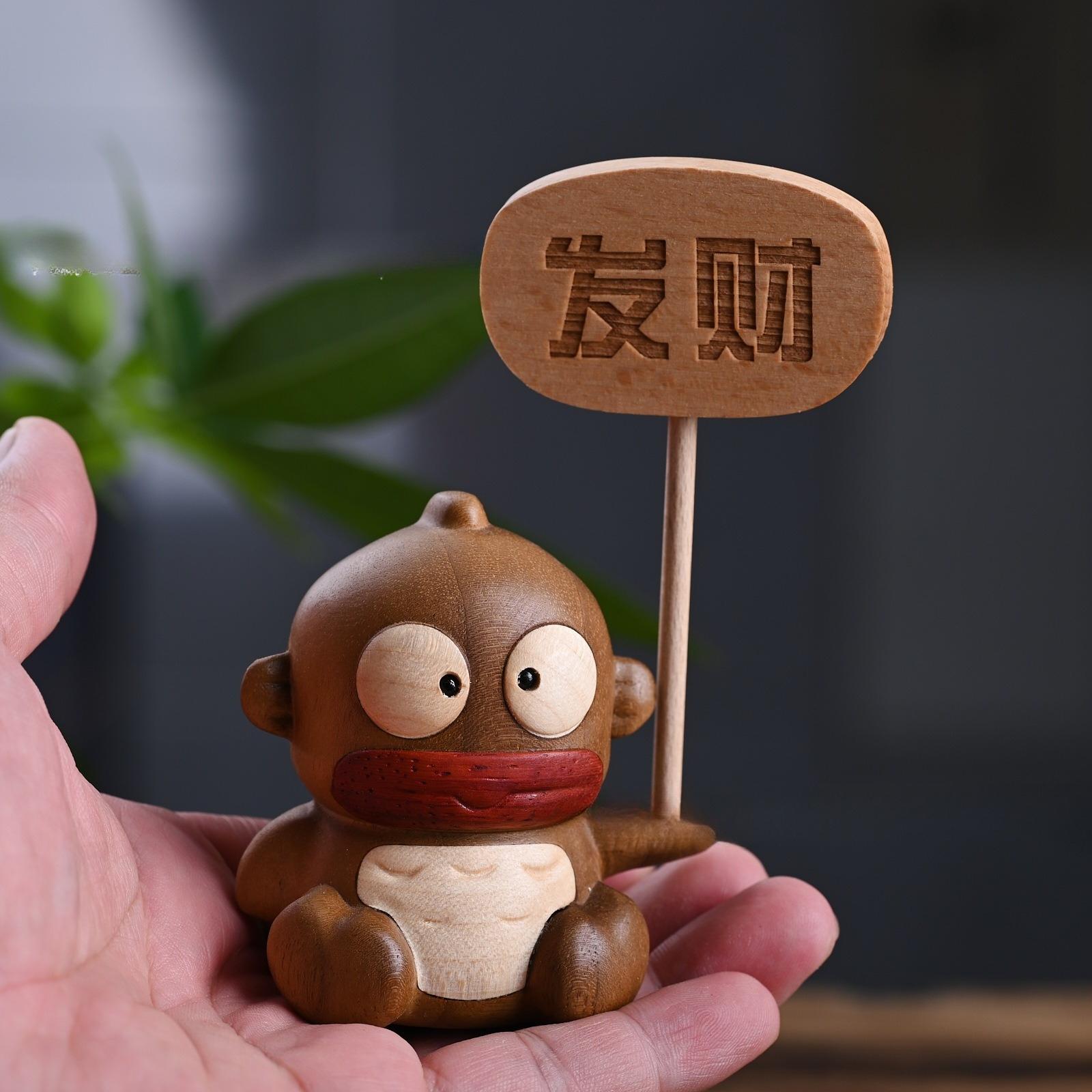 Ebony Solid Wood Carved Cartoon Animals - Cute Fish Pet, Creative Office home room Mini Ornament