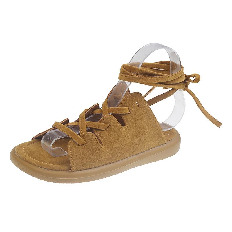 

Sheepskin version~ 2025 new French retro style strap Roman sandals women s summer wear flat casual beach shoes 40