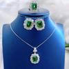 Mujing 2023 Women's 925 Silver European & American Retro Luxury Necklace with 4ct Nano Green Inlaid Pendant