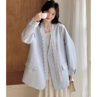 Schöne und elegante Spitzenbesatz-Anzugjacke für Damen, lockere Passform, lässiger Frühlingsblazer