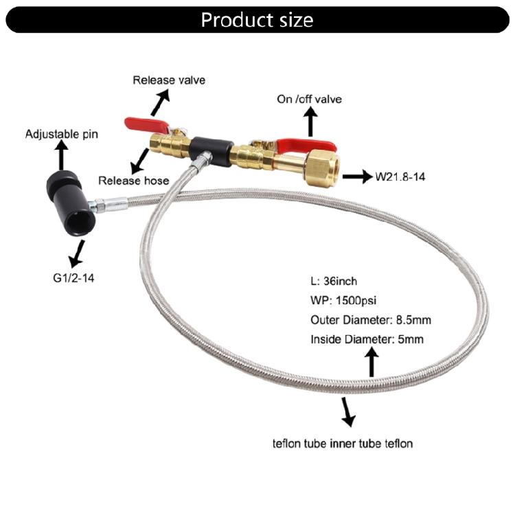 Adapter do napełniania butli CO2 pod wysokim ciśnieniem, adapter do napełniania cylindra z dwutlenkiem węgla do saturatora, pojemnik, kanister W21.8