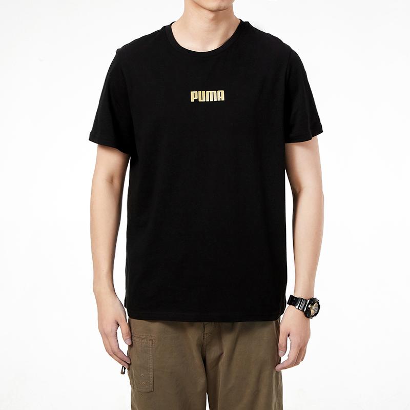 Puma Letter Print Casual Sport Short Sleeve T-Shirt Men Tops Black 847651-01