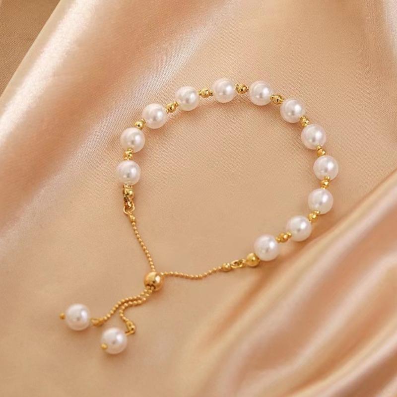 Elegant Elastic Imitation Pearls Bracelet Pull-out Handchain Unique Everyday Wear Wrist Jewelry Accessory For Girls