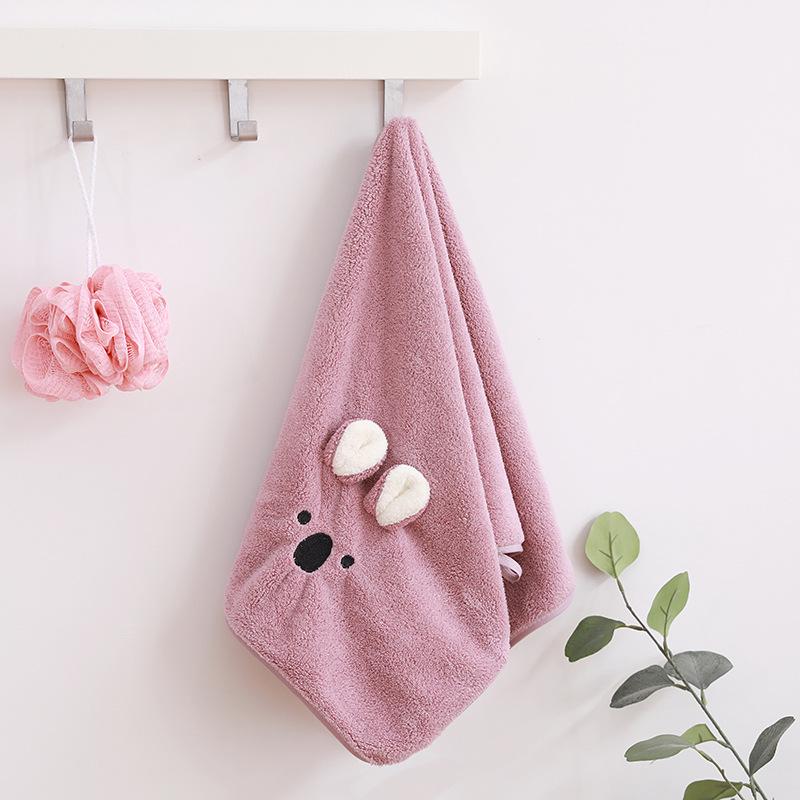 Cartoon Coral Fleece Quick-Dry Face and Bath Towel - Soft, Absorbent, Lint-Free for Men and Women