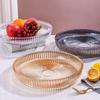Large Crystal Glass Fruit Bowl Living Room Coffee Table Modern European Style Snack Tray In Amber Grey Clear