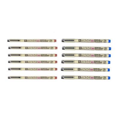 Pigma Micron Stifte, Spitzengröße 005 (0,20 mm Strichbreite: Zeichnen, Skizzieren, Schreiben (Blau/Rot)