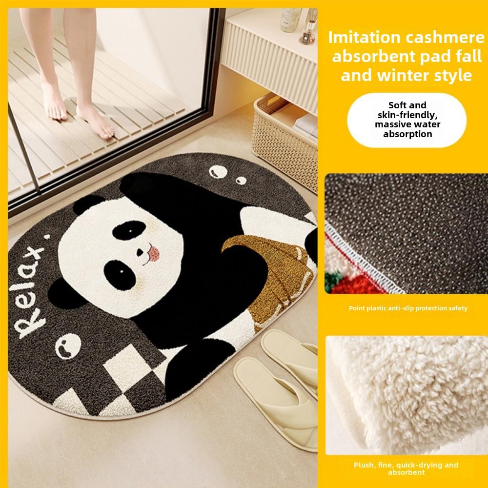 2 шт. мультяшный панда имитация кашемира коврик для ванной впитывающий нескользящий коврик туалетный коврик 40*60cm