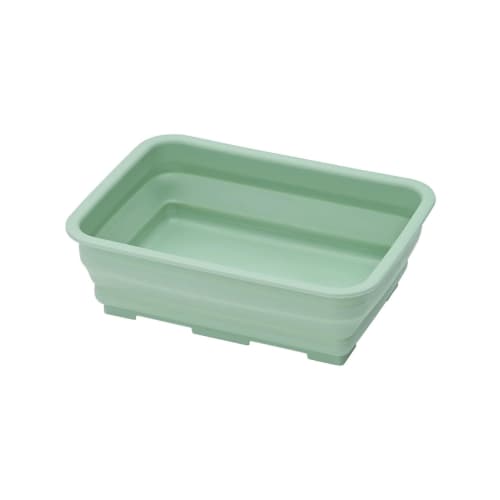 Kakusei Grinday NB-23 Folding Washtub, Square, 27.3cm X 37cm X 11.9cm, Green