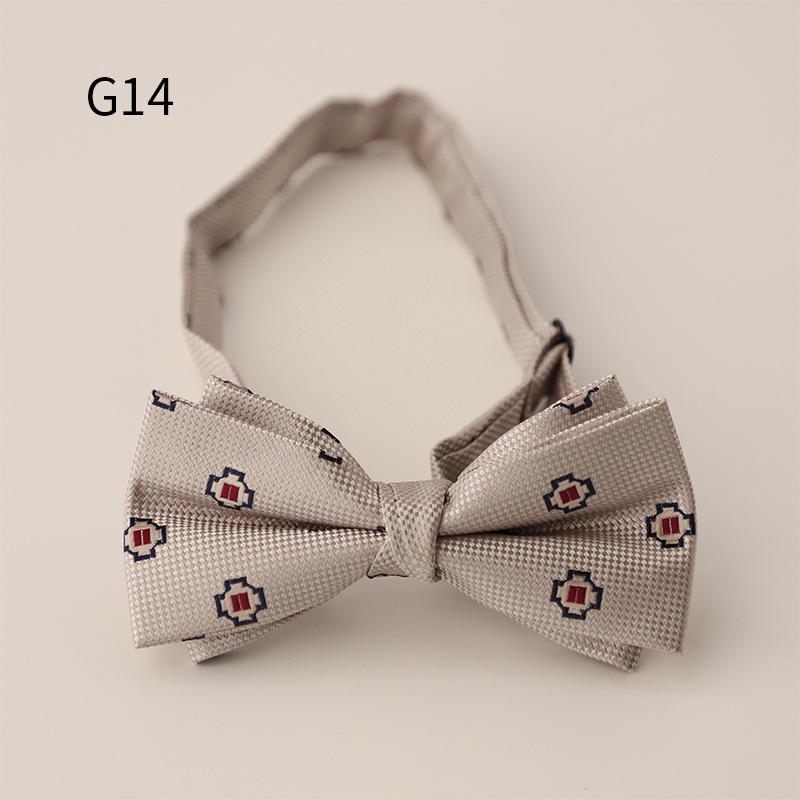 Мужской галстук-бабочка серии Mi Ka - Полоска и цветочный узор в кофейно-бежевом цвете.