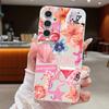 Pink Cartoon Pattern Floral Case For Samsung Galaxy A57 A56 A55 A54 5G A37 A36 A35 A34 A17 A16 A15 A14 Leather Texture Silicone Cover