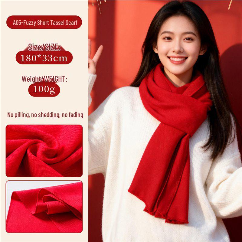 Custom Logo Embroidered Red Wool Scarf for Annual Events Standard