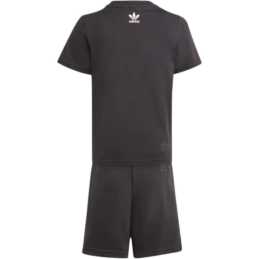 Adidas Originals X Hello Kitty Potisk písmen Kreslený Anime vzor Kulatý výstřih Krátký rukáv Tričko Pletené šortky Ležérní Sportovní sada Dětské sady Černá IR9753