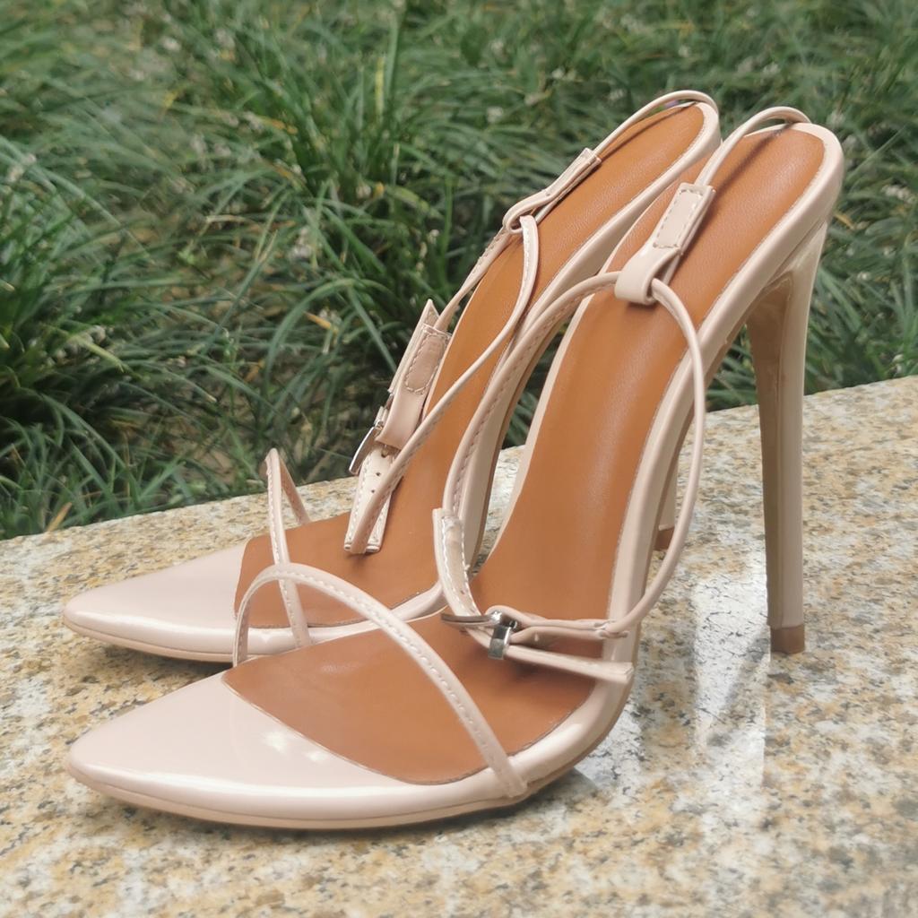 Fashion Sexy Summer Shoes Sandals For Women Large Size 45 High Heels Flip Flops Narrow Straps Wedding Party Dance Shoes Ladies Footwear