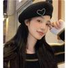 Love Embroidered Tweed Beret Hat Female Autumn And Winter Korean Version Retro Painter Hat