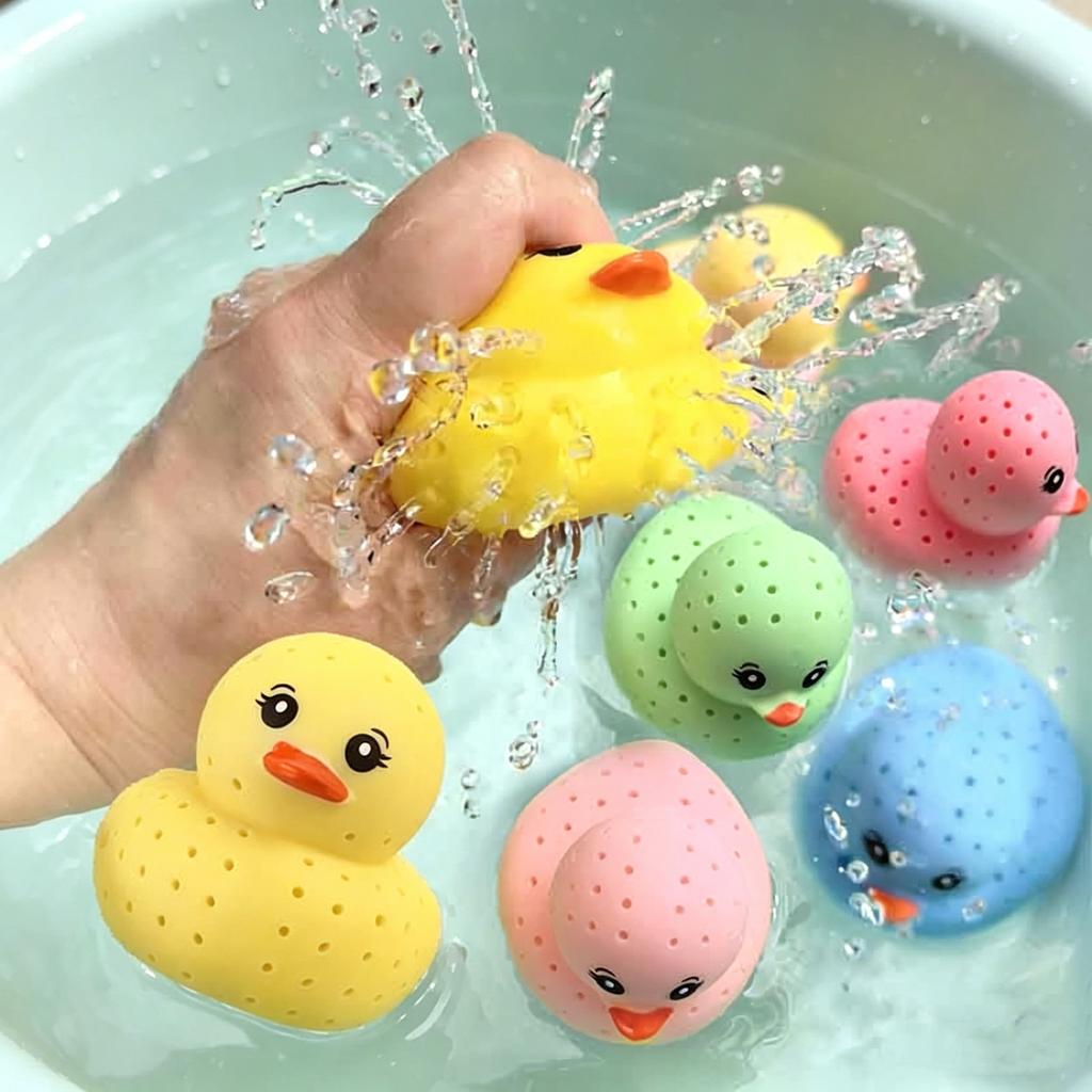 Bunte Schwamm-Ente Quetschspielzeug Wasserabsorbierendes Spritzgerät Stressabbau Bad Dusche Entspannung Neuheit Zubehör Geschenk
