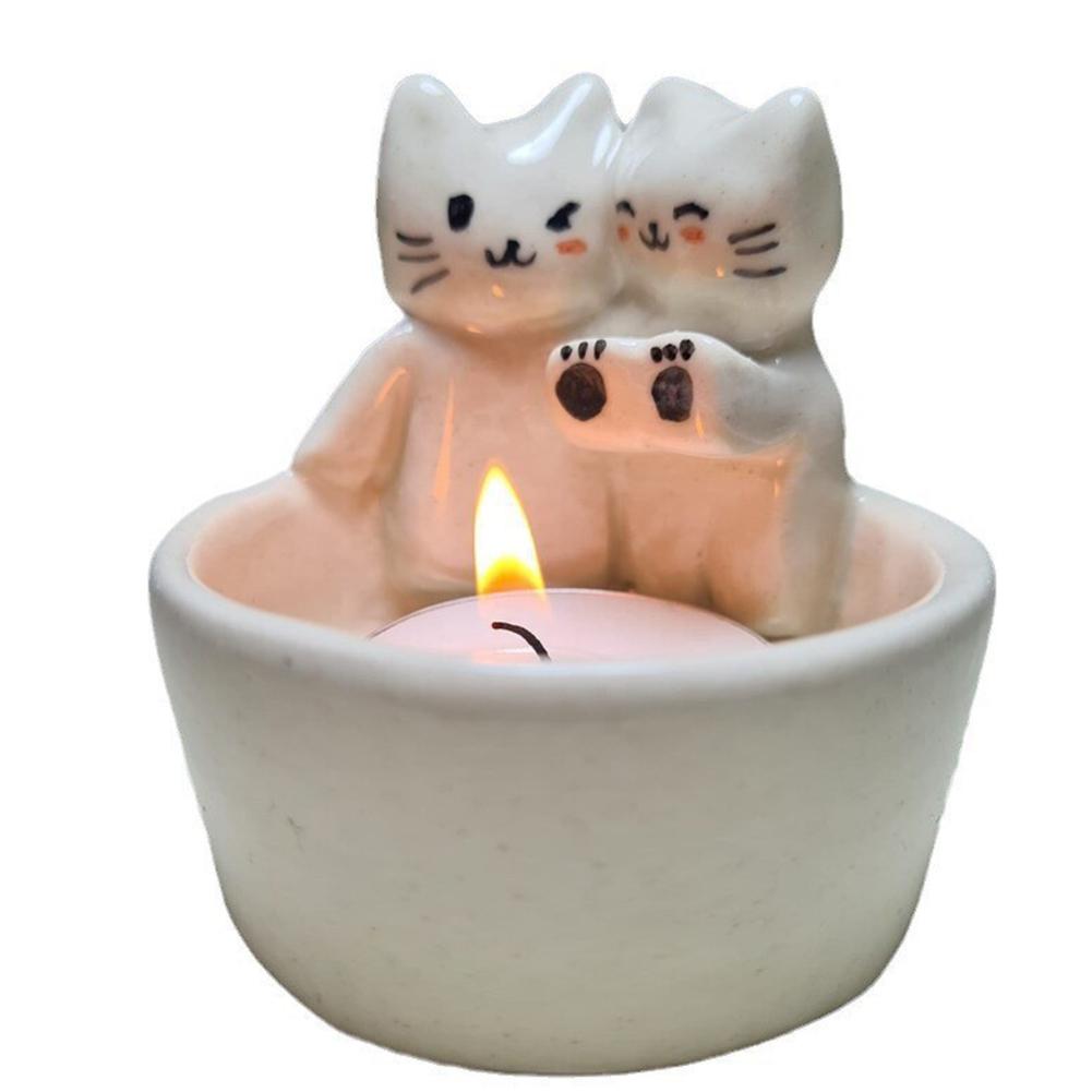 Cat/Dog/Rabbit/Fox Aromatherapy Holder Warming Paws Scented Light Holder Cute Candlestick Lamp Holder Cartoon for Home Decor