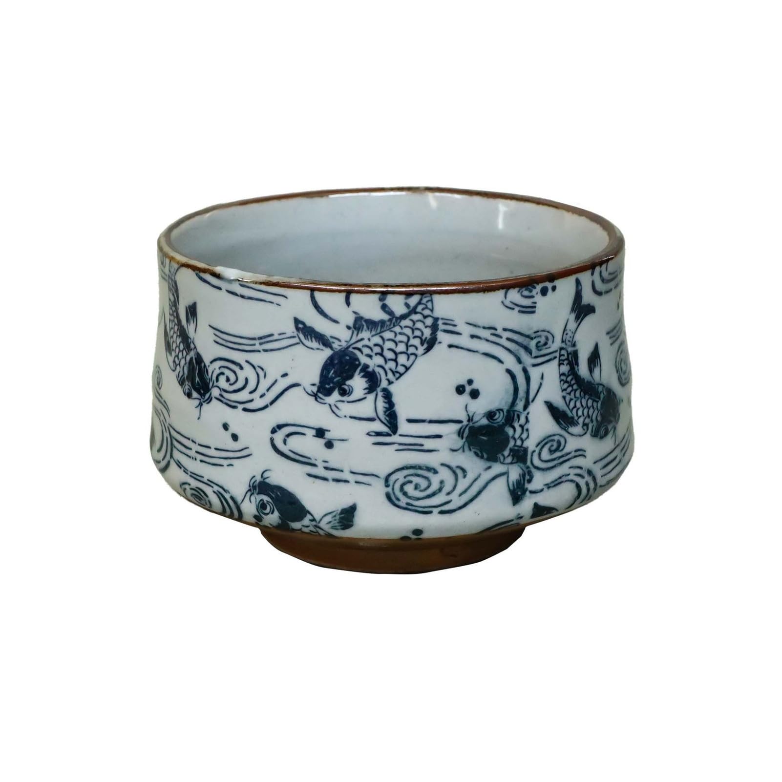 

Awasaka Matcha Wave and Carp x Microwave and Dishwasher Made in Bowl, Design, Diameter Approx. 11.5cm Height Approx. 8cm, Capacity Approx. 580ml, синий