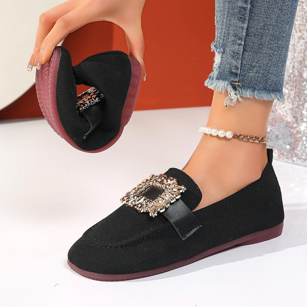 Fashion Women Flats Spring 2025 New Large Size Flat Loafers Shoes Women Knitting Slip-on Square Head Breathable Fashion Shoes for Women