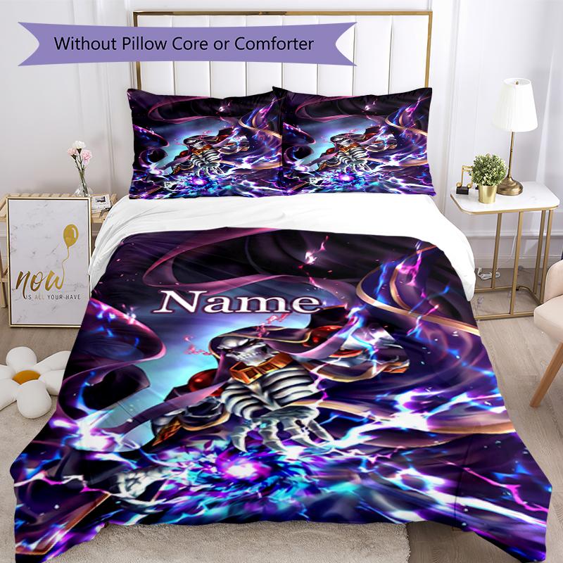 Set Biancheria da Letto Overlord Personalizzato con Nome 3 Pezzi Copripiumino Chiusura Include 1 Copripiumino e 2 Federe, Morbido e Confortevole per Tutte le Stagioni.