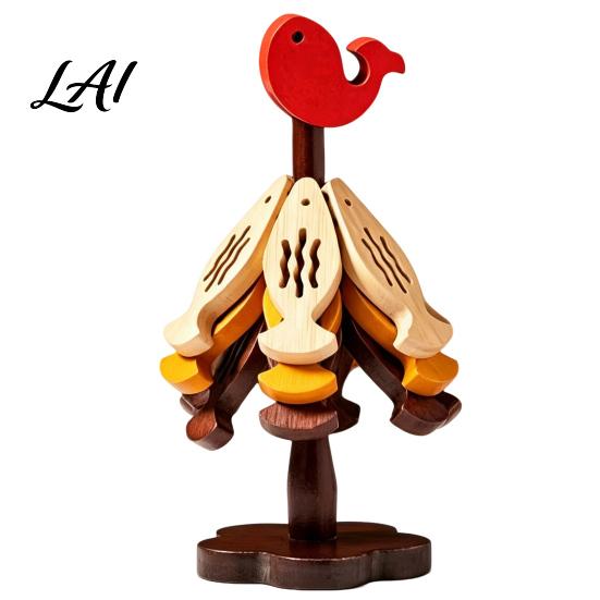 Kitchen Accessories Gift Bamboo Trivets with Storage Rack Heat Resistant Hot Table Protector Pads Decorative Wooden Coaster for Dining Countertop