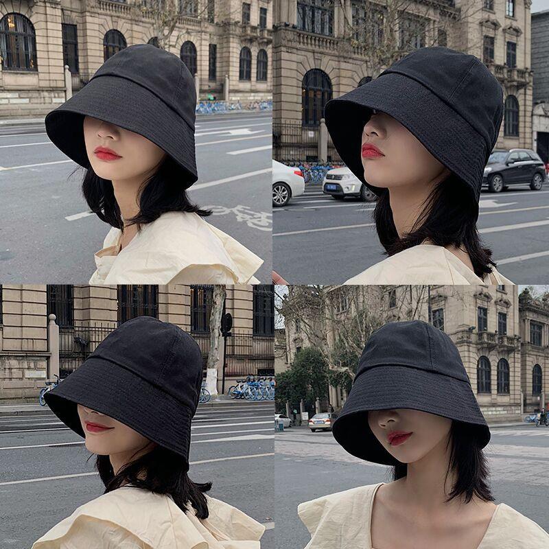 Summer Bucket Hat For Women Outdoor Foldable Fisherman Cap Solid Color Cotton Girls Panama Beach Sun Hat