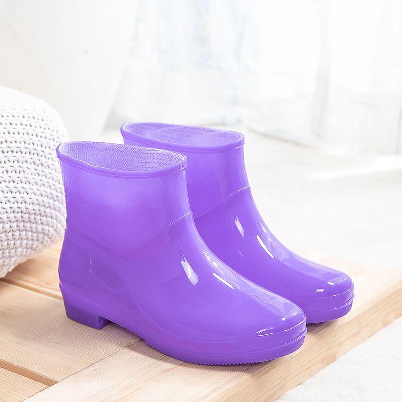 Women's Waterproof Short Shaft Rain Boots Fleece-Lined Anti-Slip Warm Rubber Boots for Kitchen & Outdoor Stylish Adult Footwear