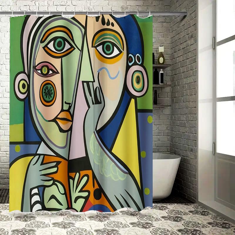 Colorful Bathroom Shower Curtain With Modern Art Design For Home Decor Green & Yellow Abstract Print Size: 72 X 84 Inches Aliexp