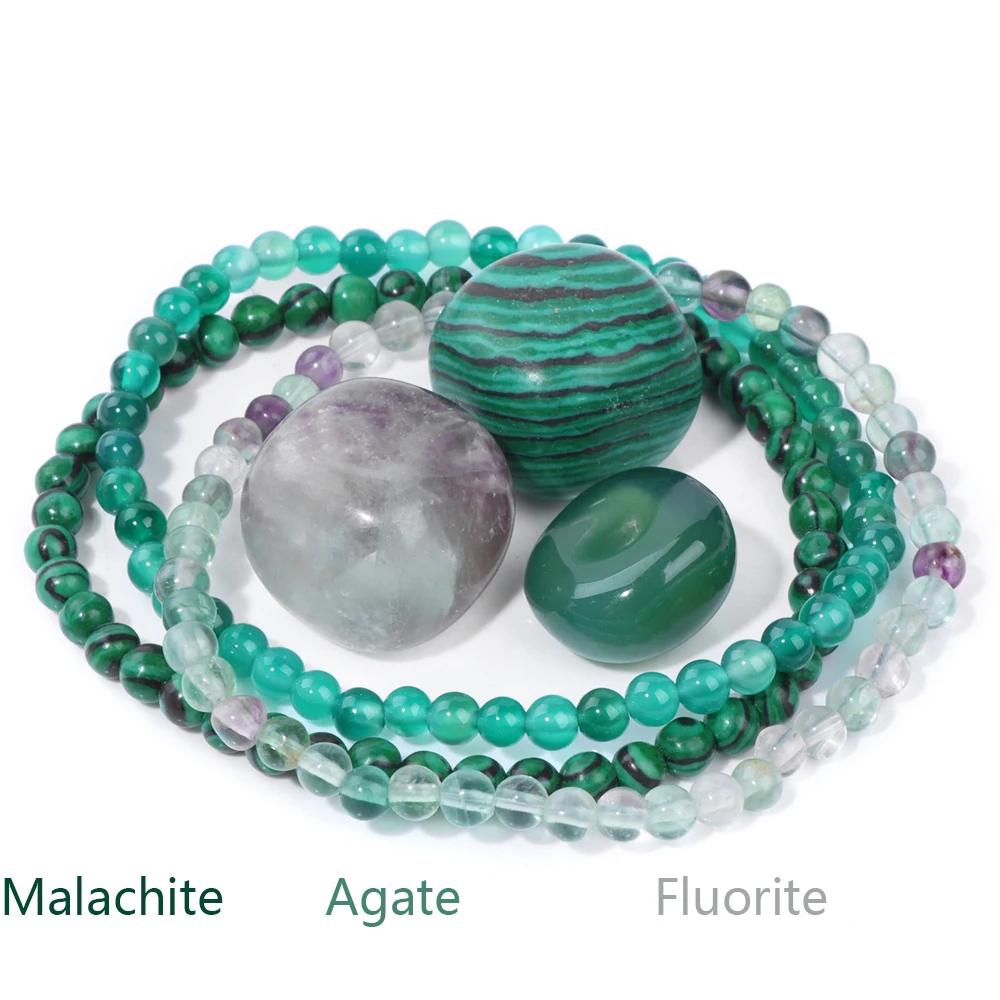 4mm Natural Stone Beads Bracelet With 3pcs Stones Rose Quartzs Amethysts Red Agates Turquoises Opal Bracelet Set For Women Men