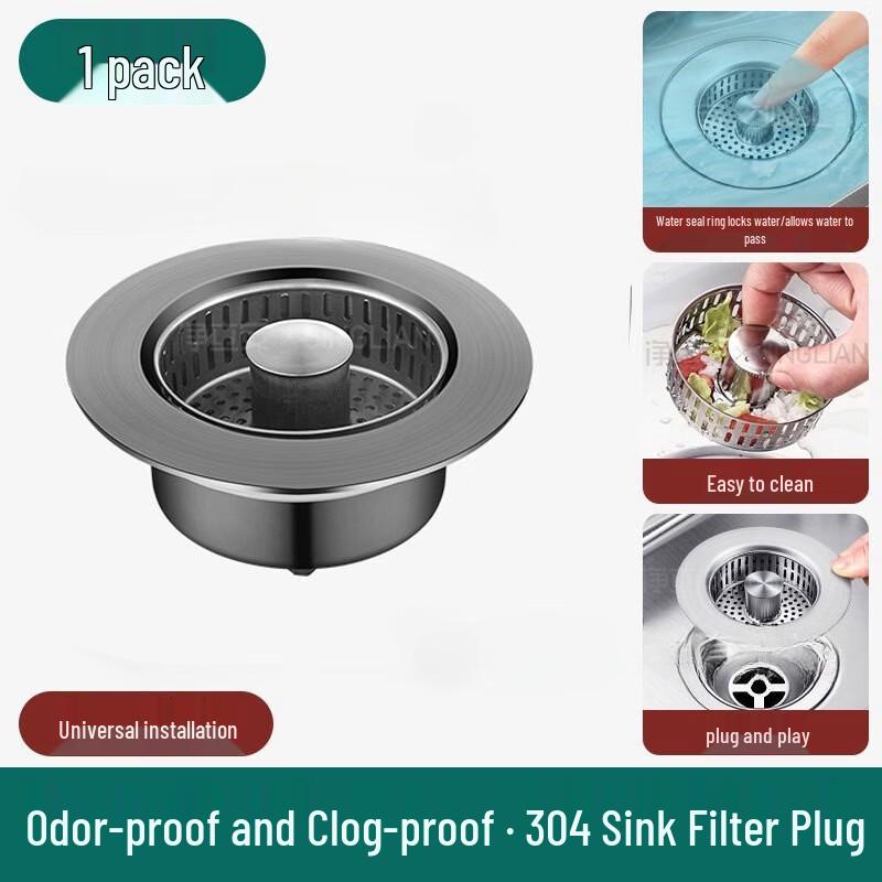 

Stainless Steel Kitchen Sink Pop-up Drain Filter