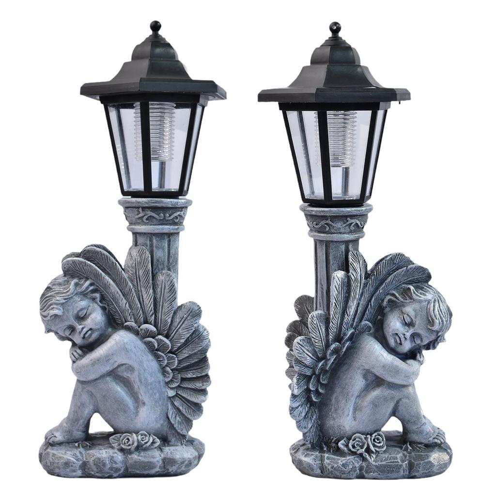 Resin Angel Solar Lamp Easy to Use Statue Modern Decorative Statuette for Garden Decoration Outdoor