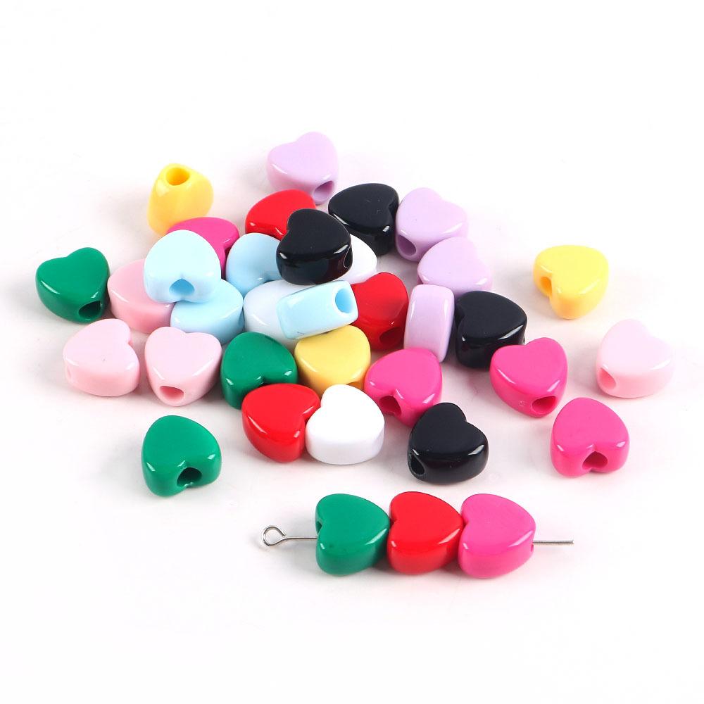 Acrylic Large Hole Beaded Solid Color Beads Love Beads Loose Beads Peach Heart Handmade Diy Necklace Mobile Phone Chain Accessories