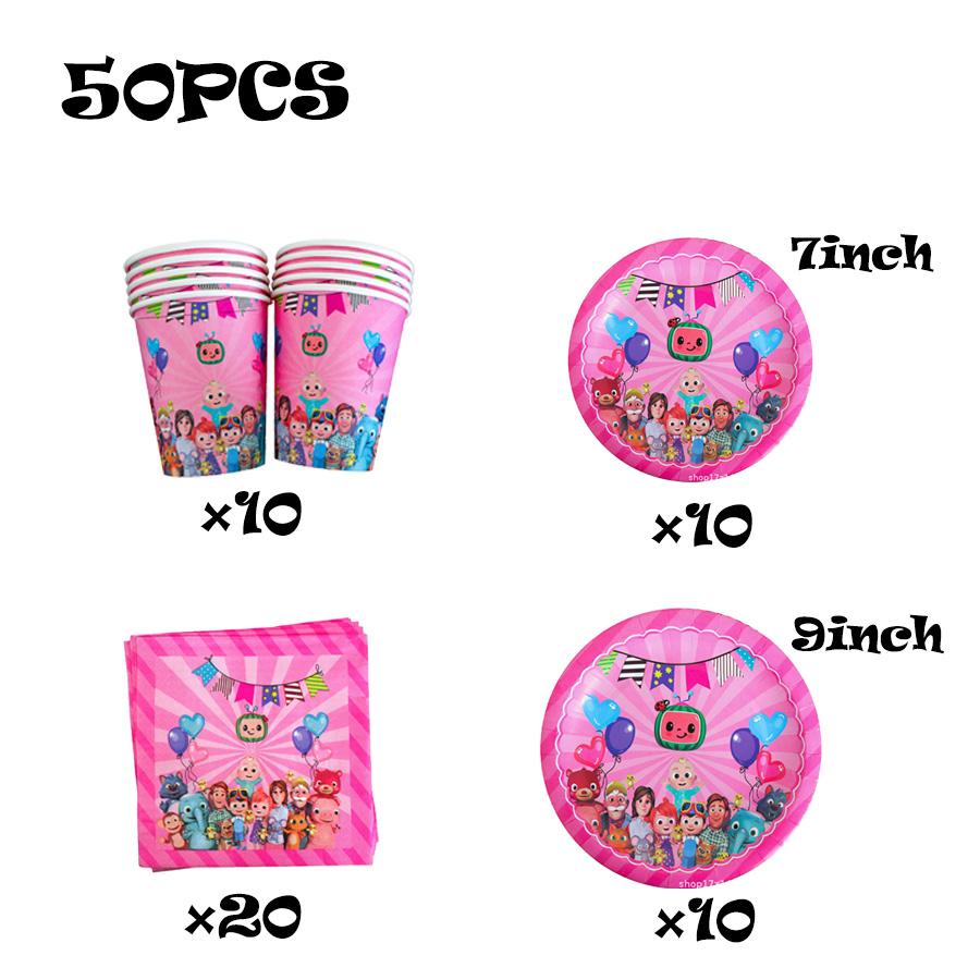 Cocomelon Birthday Party Decoration Tableware Tablecloth Napkins Plates Cups Party Favors Gift Bag Outdoor Wedding Party Decor