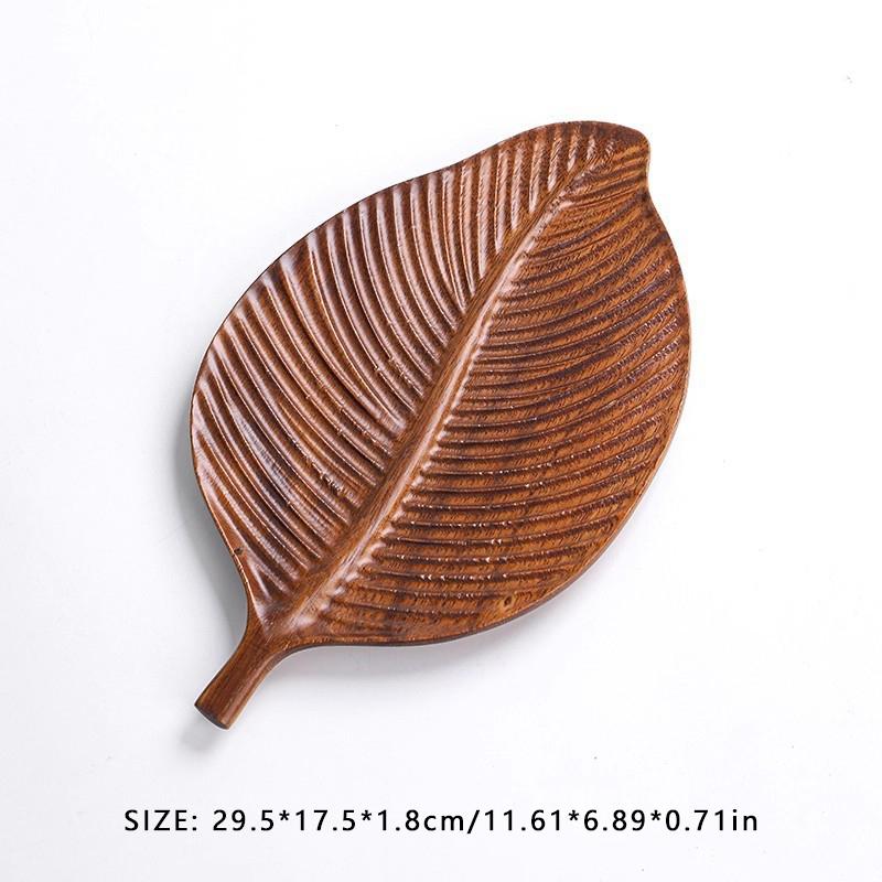 Creative Wooden Tea Tray Leaf Shape Walnut Wood Afternoon Tea Plate Snack Fruit Plate Chinese Tea Ceremony Decor Accessories
